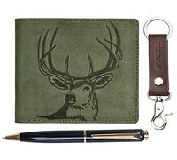 HORNBULL Richard Olive Green Mens Leather Wallet | Leather Wallets for Men and Valentine Gift Hamper | Branded Mens Wallet, Green + Pen, Two Fold Wallet, Green + Pen, Two Fold Wallet