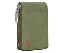 HORNBULL Steve RFID Blocking Leather Wallet for Men | Vertical Credit Debit Card Holder, Zip Around Wallet (Green)