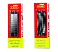 Hornby HT8300 R600 Straight Track x 4 BLISTER PK Track Accessory,168 millimeters,White & HT8301 R606 2nd Radius Curve x 4 BLISTER PK Track Accessory