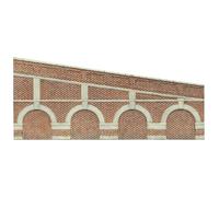 Hornby Mid Stepped Arched Retaining Walls X2 (Red Brick)