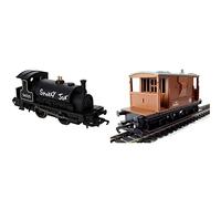 Hornby R3064 RailRoad BR Smokey Joe 00 Gauge Steam Locomotive, Black & R6368 RailRoad BR 20 Ton 00 Gauge Brake Van, 18 x 7.5 x 4 centimetres