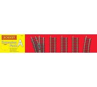 Hornby R8221 OO Gauge Track Extension Pack A - Extra Track Pieces for Model Railway Sets, Model Train Track Pieces, Includes - Straights, Double Straight, Curves, LH Point & Buffer Stop- Scale 1:76