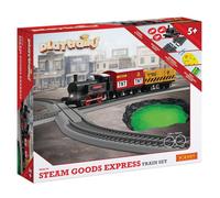 Hornby R9361M Playtrains Steam Goods Express Train Set - Kids Toy Trains for Ages 5+, Remote Controlled USB Rechargeable Locomotive with 2 Wagons, Track & Infrared Controller, Children's Train Sets