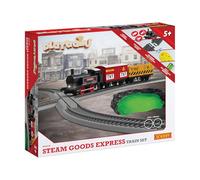 Hornby R9361M Playtrains Steam Goods Express Train Set - Kids Toy Trains for Ages 5+, Remote Controlled USB Rechargeable Locomotive with 2 Wagons, Track & Infrared Controller, Children's Train Sets
