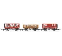 Hornby - Wagons - R60104 Triple Wagon Pack, Denaby Colliery, Leicester Co-Op & Hall & Co - Era 3 Train Toy, 00 Gauge Wagons & Freight for Train Set, Models for Adults - 1:76 Scale Model Gift