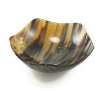 HORNCRAFT Five Corner Genuine Horn Bowl | Size 8" Diameter | Handmade | Viking Horn Bowl | Serving Dish for Fruit, Nuts, Ham, Salad, Cheese or Delicatessen