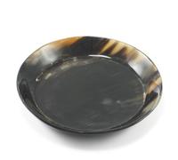 HORNCRAFT Genuine Horn Bowl | Horn Flat Plate | Medium Size 8" Diameter | Handmade | Viking Horn Dish | Serving Dish for, Fruit, Nuts, Ham, Salad, Cheese or Delicatessen