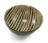 HORNCRAFT Genuine Horn Bowl | Striped Pattern |Size 5" Diameter| Handmade | Viking Horn Bowl | Serving Bowl for Fruit, Nuts, Ham, Salad, Cheese or Delicatessen