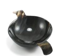 HORNCRAFT Genuine Small Horn Bowl with Hook Handle | Handmade | Viking Horn Bowl | Serving Dish for Fruit, Nuts, Ham, Salad, Cheese or Delicatessen