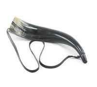 HORNCRAFT Ox Horn Bugle | Viking War Blowing Horn | Battle Sounding Trumpet | 13 inches | Medium Dark Polished Bugle | Trumpet style Hunting | Perfect for Re-Enactment