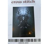 Horned Demon Devil Folk Gothic Dark Stamped Cross Stitch kit - 11 Count