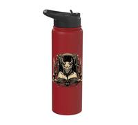 Horned Demon Grimoire Occult Dark Art Graphic Stainless Steel Insulated Water Bottle