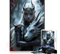 Horned Elf with Dragon Companion for Adults 1000 Piece Jigsaw Puzzle Sharp Mind Creative Fun Family Pastime Art Display (50x75cm)