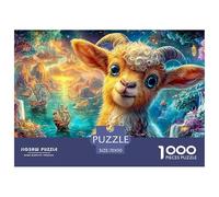 Horned Goat Amid Vibrant Waterscape And Ships 1000 Piece Jigsaw Puzzle Sheep Great Gift for Elders, Seniors, Adults & Kids 70x50cm/1000pcs