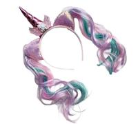 Horned Hairband with Wigs for Girls Lovely Cartoon, B