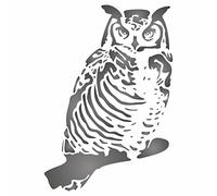 Horned Owl Stencil, 16.5 x 24 cm (M) - Birds Animal Wildlife Night Bird Stencils for Painting Template