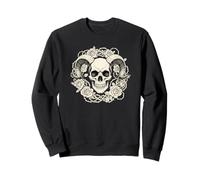 Horned Skull and Roses Goth Horror Sweatshirt