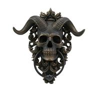Horned Skull Door Knocker, Knocker Wall Art Decor,Decorative Front Door Knocker,Whimsical Sculpture for Outdoor Barn Shed Doors Garden (Large)