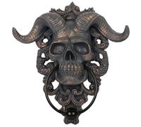 Horned Skull Door Knocker Skeleton Head Gothic Doorknocker Decor for Front Doors S, Decor