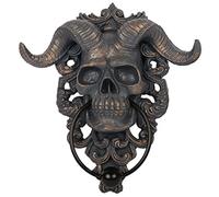 Horned Skull Door Knocker Skeleton Head Gothic Doorknocker Decor for Front Doors S gothic door knocker