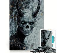 Horned Skull with Glowing Eyes 1000 Piece Jigsaws for Teenagers Puzzle Reason Skill Fine Thick Happy Challenge Table Accent (38x52cm)
