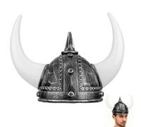 Horned Viking Helmet Plastic Costume Hat for Adults Silver