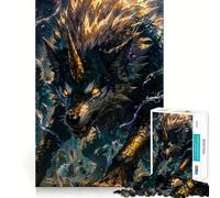 Horned Wolf Fantasy Creature 1000 Piece Jigsaw Puzzles for Teenagers Brain Exercise Bright Color Pattern Build (38x52cm)