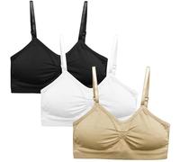 Hornice 3 Pcs Girls Bra No Underwire Underwear with Removable Bust Pad and Adjustable Strap for Kids Teens 12-18 Years