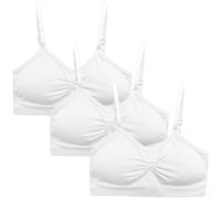 Hornice 3 Pcs Girls Bra No Underwire Underwear with Removable Bust Pad and Adjustable Strap for Kids Teens 12-18 Years White
