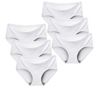 Hornice 6 Pack Girls Seamless Panties Mid Waist Solid Color Invisible Knickers No Show Briefs,8-18 Years White