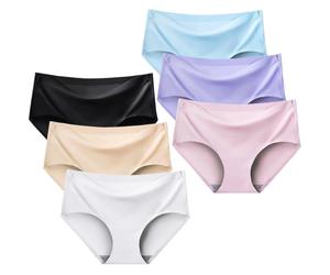 Hornice 6 Pack Girls Seamless Panties Mid Waist Solid Color Invisible Knickers No Show Briefs,8-18 Years Multicolor