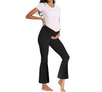 Hornice Women's Maternity Flare Leggings Seamless Low Rise Belly Pants Lounge Yoga Bottoms Workout Activewear Trousers with Adjustable Waistband
