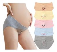 Hornice Women's Maternity Underwear Low Rise V Shape Bikini Cotton Pregnancy Panties Smile Print Breathable Stretch Knickers - 5 Pack/XL