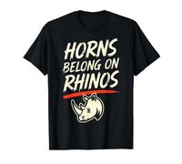 Horns Belong On Rhinos Funny Conservation Wildlife Lover Value Graphic T-Shirt, Men, Black, S