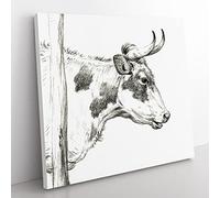 Horns of the Cow by Jean Bernard Vintage Canvas Wall Art Print Ready to Hang, Framed Picture for Living Room Bedroom Home Office Décor, 35x35 cm (14x14 Inch)