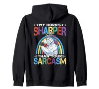 Horn's Sharper Than Your Sarcasm Cute Unicorn Animal Lover Zip Hoodie