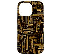 Horns Vintage Brass Player Musical Instruments Pattern Royal Case for iPhone 14 Pro Max