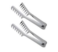 HornTide Stainless Steel Pasta Tongs, Pack of 2 Piece, Teethed Ends Design for Spaghetti Noodle Pastry, Kitchen Serving Tong Set 8-inch 20cm