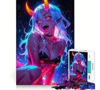 Horny Devil Girl Jigsaw Puzzles for Adults1000 Piece Think Sharper Vivid Color Home Play Birthday Idea (38x52cm)