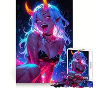 Horny Devil Girl Jigsaw Puzzles for Adults1000 Piece Think Sharper Vivid Color Home Play Birthday Idea (38x52cm)