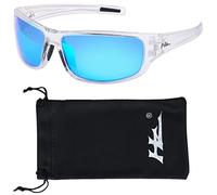 Hornz HZ Series Arkana - Premium Polarised Sunglasses (Crystal Clear Frame - Ice Blue Mirror Lens)