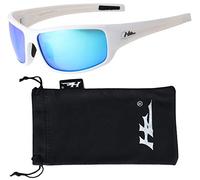 Hornz HZ Series Arkana - Premium Polarised Sunglasses Gloss White Frame - Blue Ice Mirror Lens