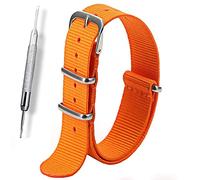 Horo Techne NATO Wrist Watch Straps with Military-Grade Nylon, Durable Stainless Steel Buckle, and Multiple Size and style bands 18mm, 20mm, 22mm, and 24mm (Orange, 22mm)