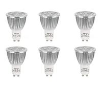 HOROACE 6Pcs GU10 Day White LED Bulbs Long Neck, Aluminum Alloy Radiator, Wide Beam Angle 60°,Superbright Energy Saving Spotlight Bulbs 60W Halogen Equivalent,85V-265V,GU10 6W 560lumens(Day White)