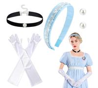 Horolam 6PCS Princess Costume Accessories, Princess Ella Accessories for Women Girls with Princess Headband Choker Gloves Earrings for Cosplay Dress Up