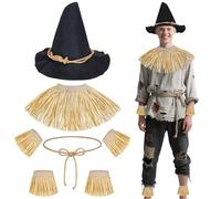 Horolam 7PCS Scarecrow Costume Accessories, Straw Set and Scarecrow Hat for Adult for World Book Day Cosplay Dress Up