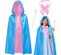 Horolam Fairy Godmother Costume Set, Fairy Costume Accessories with Blue Fairy Hooded Cloak Bow Tie Star Stick for Women for Party Cosplay (Fashion)