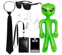 Horolam MIB Agent Costume Accessories, Spy Secret Service Outfit Set with Alien Prop Tie Sunglasses Badge for Men Women for Halloween Cosplay