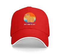 HOROMKE Retro Rodent Funny Capybara Dont Be Worry Be Capy Baseball Cap Size is: One Size Red