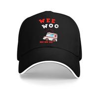 HOROMKE Wee Woo Boo Boo Bus Ambulance Funny EMS EMT Paramedic Gift Baseball Cap Size is: One Size Black